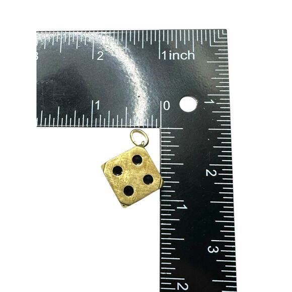 14K Yellow Gold 3D Die/Dice Cube Pendant (16551) - Picture 6 of 6